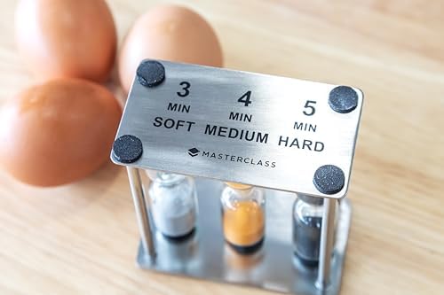 MasterClass Hourglass Triple Sand Timer, Soft Medium Hard-Boiled Eggs, Stainless Steel, 3,4,5 Minutes
