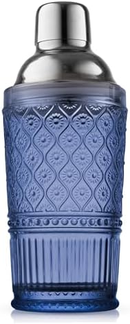 Godinger Cocktail Shaker, Martini Shaker, Glass Cocktail Shaker - 17oz, Claro Collection, Blue