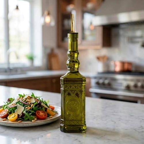 COURONNE CO. Recycled Glass Oil & Vinegar Bottle with Pour Spout, Green