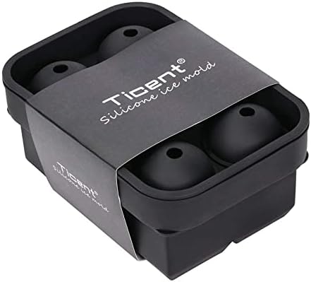 Ticent Ice Cube Trays (Set of 2), Silicone Sphere Whiskey Ice Ball Maker with Lids & Large Square Ice Cube Molds for Cocktails & Bourbon - Reusable & BPA Free