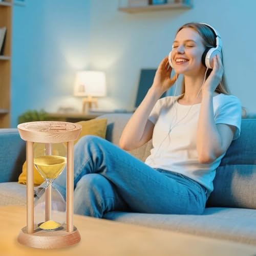 SuLiao Wooden Sand Timer 20 Minute Hourglass, Wood Blue Sand Clock, Small Watch 20 Min Timer, Hour Glass Sandglass for Home, Reloj De Arena, Office, Decorative, Game, Classroom