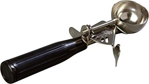 Carlisle FoodService Products Disher Scoop with Black Handle – 1.3 oz Portion Scoop, Stainless Steel, Use For Restaurant or Catering, Use with Ergonomic Grooved, One-Piece Design
