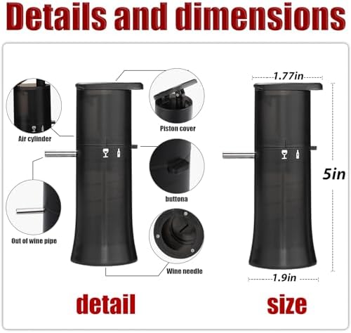 Vacuum Wine Dispenser, Multifunctional Wine Aerator, Wine Preservation System, Switchable Decanter & Wine Storage Function, Wine Accessories Gift for Wine Lovers, No Power & Consumables Required