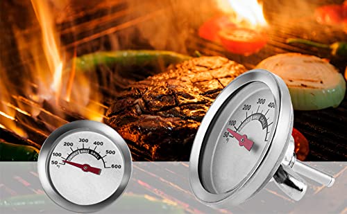 1.85 Inch BBQ Thermometer Gauge for Multiple Grills and BBQ Smokers, Barbecue Grill Temperature Gauge Replacement Parts, Silver