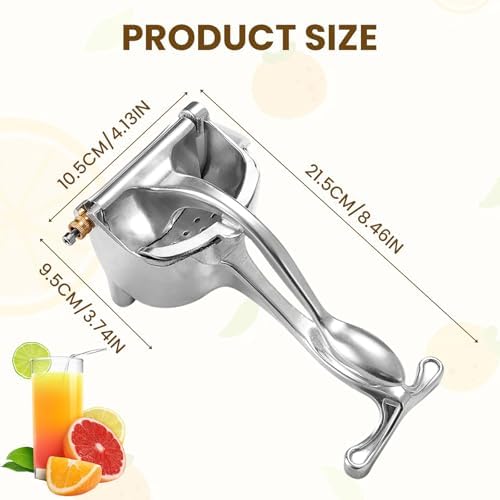Aluminum Alloy Fresh Fruit Juice Extractor,Hand Juicer Squeezer Lemon Juicer Manual Hand Press with Ergonomic Grip, Easy to Clean for Orange Citrus Pomegranate Lime Grapefruit Home Kitchen (Silver)