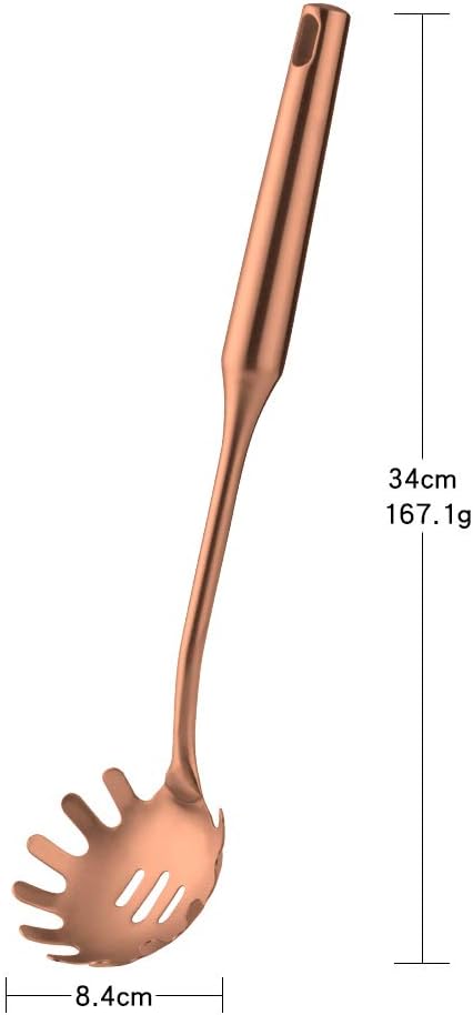Stainless Steel Pasta Spoon Server,Kitchen Pasta Server, Ergonomic Handle & Heat Resistant Design - Kitchen Spaghetti Server Fork For Noodles, Pasta, More (rose gold)