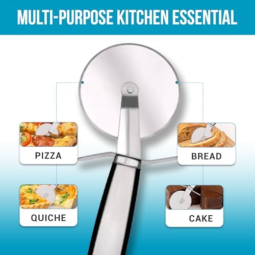 Pizza Cutter Wheel for Kitchen, 26 cm Long, Stainless Steel