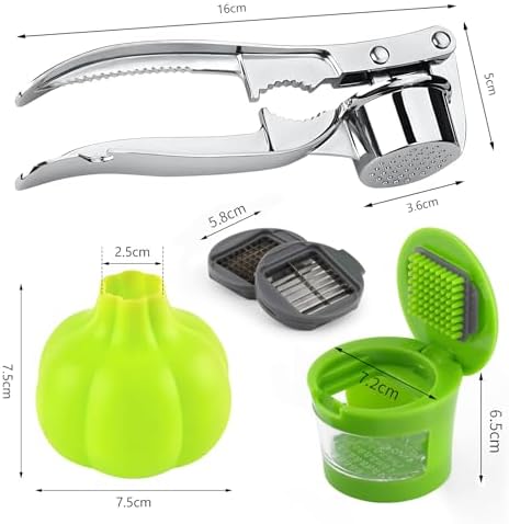 Manual Garlic Press Kitchen Large Garlic Peeler Garlic Muddler Household Garlic Pounder Garlic Press Garlic Peeler for Fine and Coarse Mince Garlic Press,Garlic Mincer, Garlic Crusher (SET D)