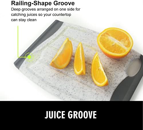 Small Non Slip Cutting Board, 7.48" Mini plastic Cutting Board for Small Kitchen Task, Unique Design with Multiple Juice Grooves! BPA Free, Dishwasher Safe, Easy Grip Handle (White)