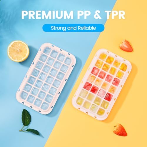 PHINOX Ice Cube Tray with Lid and Bin, Easy Release 56 Cubes for Freezer