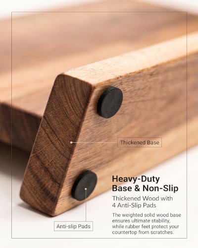 Wooden Magnetic Knife Block,Large Magnetic Knife Holder for Countertop