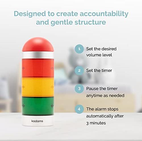 KADAMS Visual Timer for Kids with Audio Pre-Alarm - Traffic Light Alarm for Kids Toddler Teachers Classroom Home Time Management Tool 24hr Countdown Pause Memory Function, Silver