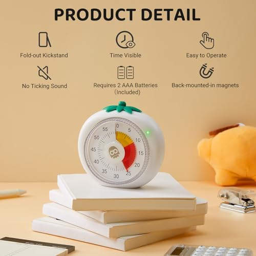 Magnetic Visual Timer, 60-Minute Countdown for Kitchen Classroom Homework