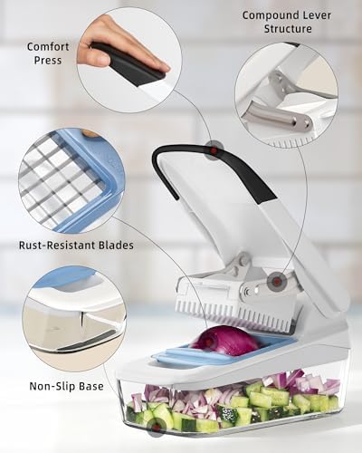 MR.SIGA Vegetable Chopper with Container, Vegetable Cutter for Onion Fruit
