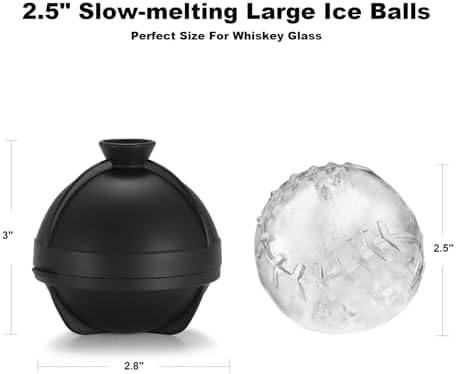 Nax Caki 3D Baseball Ice Cube Molds, Novelty Baseball Gifts Stuff for Men, 2.5" Large Silicone Round Ball Ice Cube Tray for Cocktails,Bourbon,Brandy, Whiskey