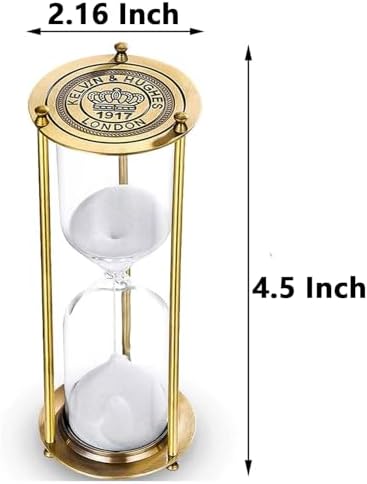 Vintage Sand Timer 1 Minute,Small Hourglass,Antique Brass Sand Clock, Sand Watch 1 Min,Antiguo Reloj De Arena 1 Minuto,Metal Unique Sandglass for Gifts Games Kitchen Home Office Decoration