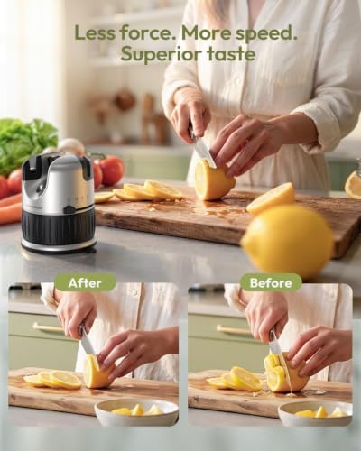 Maestri House Knife Sharpener, Hands-Free Safety, Restores Dull Blades Fast