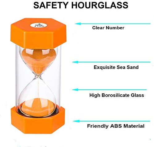 SuLiao Sand Timer 10 Minute Hourglass:Plastic Large Orange Sand Clock Watch 10 Min,Reloj De Arena,Colorful Hour Glass Colorful Sandglass Timer for Kids, Games, Classroom, Kitchen, Decoration