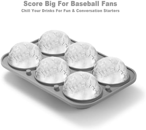 Nax Caki 3D Baseball Ice Cube Tray, Large Baseball Silicone Fun Shapes Whiskey Ice Mold with Funnel for Cocktails, Bourbon,Brandy, Whiskey Gifts for Men
