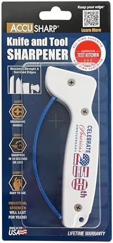 AccuSharp Knife Sharpener, Ergonomic Comfortable Handle, Compact & Easy to Use, Restore and Hone Straight & Serrated Knives, Celebrating America's 250th Anniversary