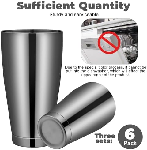 Sabary 12 Pcs Shakers Bartending Boston Cocktail Shaker, Black