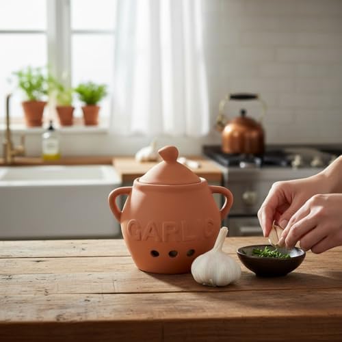 Dexam 17851023 Terracotta Garlic Keeper, Ceramic,12.75cm x 10cm, White
