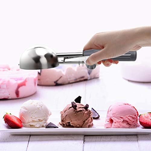 TOPKITCHEN Commercial-Grade Ice Cream Scoop 4 oz, 18/8 Stainless Steel Cookie Scoop with Plastic Handle, Portion Control Disher Scoop for Bakeries, Restaurants & Dessert Shops, #8, Grey