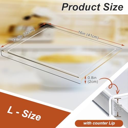 JJL Acrylic Cutting Board with Counter Lip, 16 x 12.5 Inches, Food-Grade & Anti-Slip, Clear, with Juice Groove – Perfect for Cutting Food with Juice, Ideal Choice for Kitchen Countertop Décor