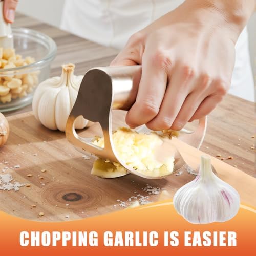 Garlic Press Rocker - Chopper - Smasher - Crusher - Mincer Tool, 2025 New Stainless Steel Garlic Press, Garlic Grater Tool, For Squeezes, Extracts, Crushes (1PC)
