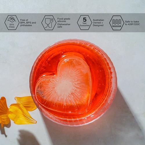 DRINKSPLINKS Red Heart Shaped Ice Cube Tray. Large Heart Ice Mold.