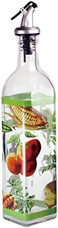 Grant Howard Hand Painted Square Cruet with Pourer, Veggies, 16 oz., Multicolor