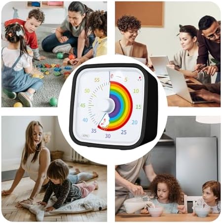 Yunbaoit Rainbow Visual Timer for Kids, 60-min Countdown Timer, Black