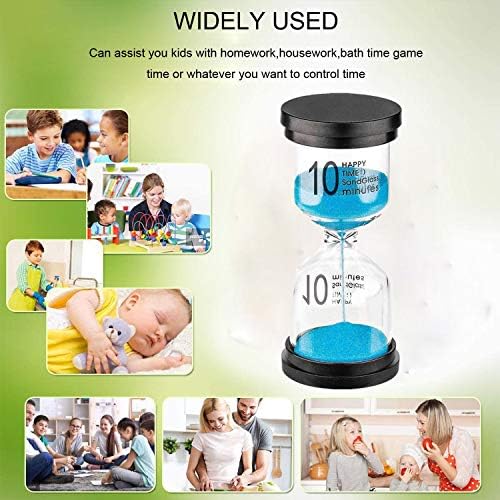 Hourglass Sand Timer 10 Minutes: Plastic Sand Clock 10 Minutes, Large Blue Sand Watch 10 Min, Colorful Hour Glass Sandglass Timer for Kids, Games, Classroom, Kitchen, Decorative