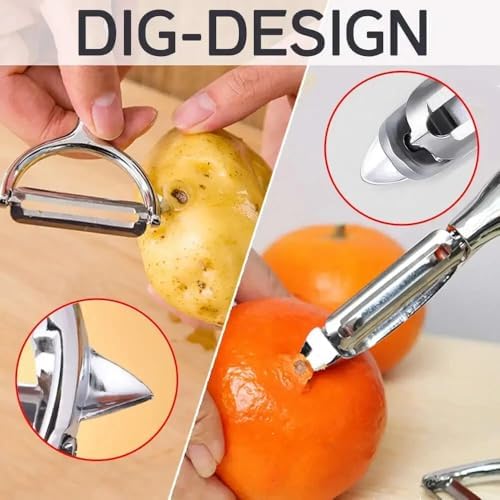 2 Stainless Steel Vegetable Fruit Peeler Set-Non-Slip Safe Handle Potato Peeler