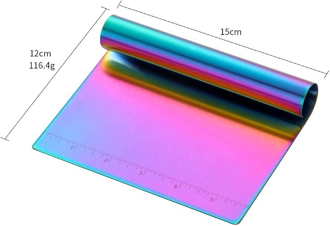 Pastry Bench Scraper,Scraper with Measurements,Stainless Steel Chopper,Sharp Flakes&Non-Stick,for Chocolate Cakes, Pastry/Cinnamon Rolls/Dinner Rolls/Pizza/Pasta (Rose Gold)