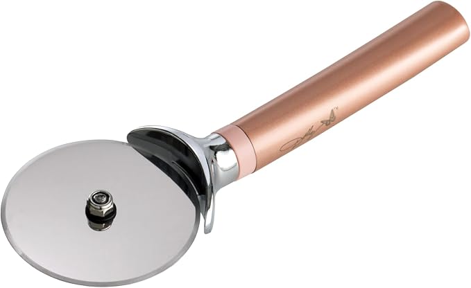 Dolly Parton Pizza Wheel with Blush Design – Stainless Steel Blade, Ergonomic Handle with Finger Guard, Dishwasher Safe, 8.7 Inch