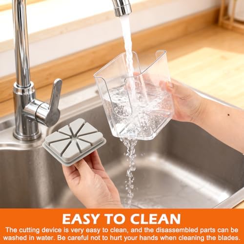 4-in-1 French Fry Cutter, Manual Veggie Chopper Potato Cutter Fruit Slicer with 3 Blades & 1 Juicing Mold, Multi-Function Fry Cutter Dicer Food Dicer for Fries Potato Onion(COLOR:Grey)