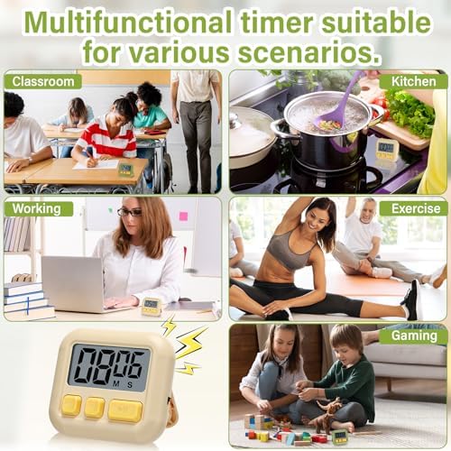 Weewooday 24 Pcs Digital Kitchen Timer Bulk, Candy Green, Eggshell Yellow