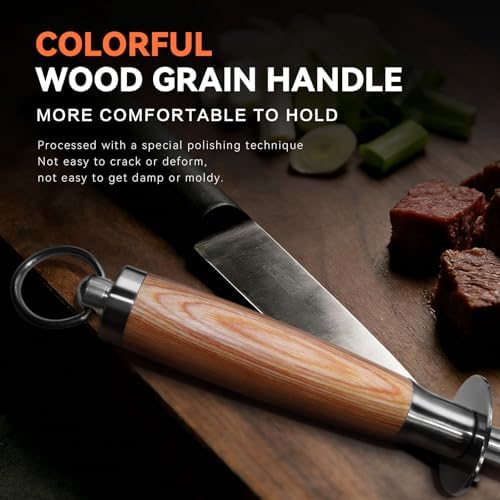 Honing Rod 10'', German High Carbon Steel Knife Sharpener Rod with Premium Gift Box, Professional Fine Sharpening Stone Kitchen Knife Whetstone with Natural Wood Handle, 10 inch