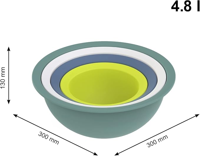 Rotho Caruba Set of 4 3 Bowls and 1 Colander, Plastic, Multi-Colour, 30 cm