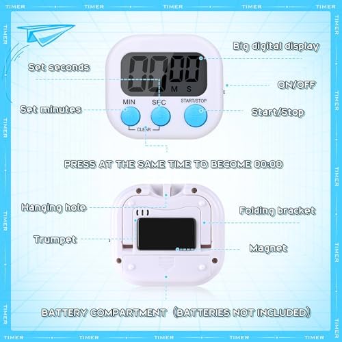 Mwellewm Digital Timers for Classroom Kids Kitchen Timers for Cooking 12 Pc