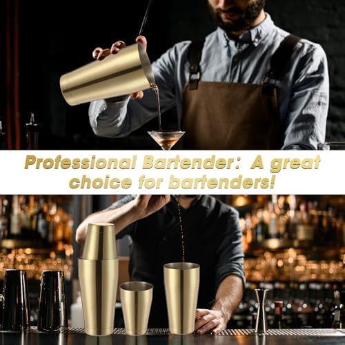 Sabary 6 Pcs Shakers Bartending Boston Cocktail Shaker, Sanding Gold