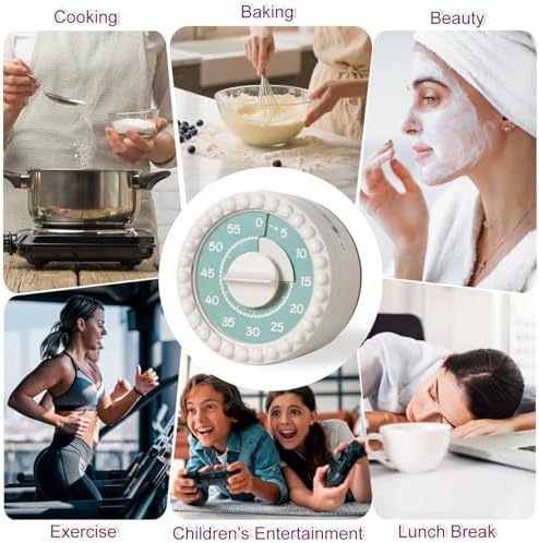60-Minute Mechanical Kitchen Timer with Loud Alarm for Cooking, Baking, Eggs, and Kids - Magnetic Back, Cute Yellow Design, no Battery Needed, Egg Timer, Visual Timer for Kids, 1 Minute Sand Timer