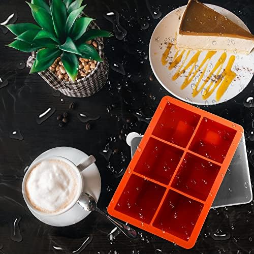 Excnorm Silicone Ice Cube Trays, 2‑Pack Large Square Molds with Lid