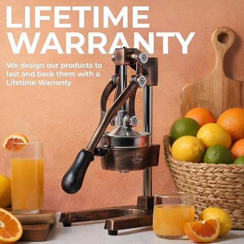 Zulay Kitchen Cast Iron Juicer - Heavy Duty Orange Juicer with Detachable Strainers for Easy Cleaning, Citrus Press for Citrus Fruits, Perfect for Bartenders, Juice Lovers & Health Enthusiasts