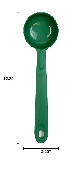 Cook's Rite-Size 4 oz. Solid Round Circle Server Portion Utensil, Copolymer Plastic Heat Resistant Professional Cooking Tool, Green