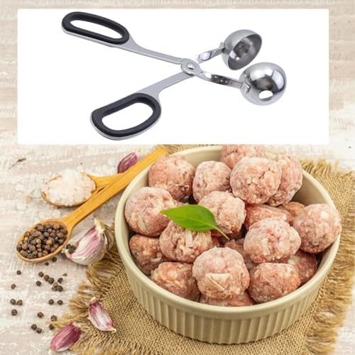2Pcs Meatball Maker Tongs None-Stick Meatball Maker Stainless Steel Meat Ballers Scoop Ball Maker Ice Tongs for Meat, Cake Pop, Ice Cream Scoop, Fruit, Cookie Dough, Melon -Black & Red(M Size)