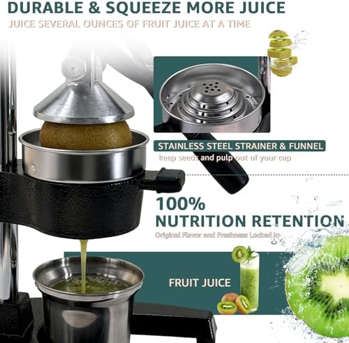 Manual Citrus Juicer, Cast Iron Lemon Squeezer for Orange Lime