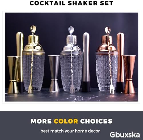 Sliver Cocktail Shaker Set with Jigger, Bar Spoon & Muddler