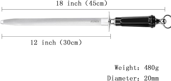 Honing Steel Professional Knife Sharpeners,12 inch Sharpening Steel Honing Rod,High Carbon Sharpening Rod, Fine Lines, High hardness, Wear Resistant, knife sharpening